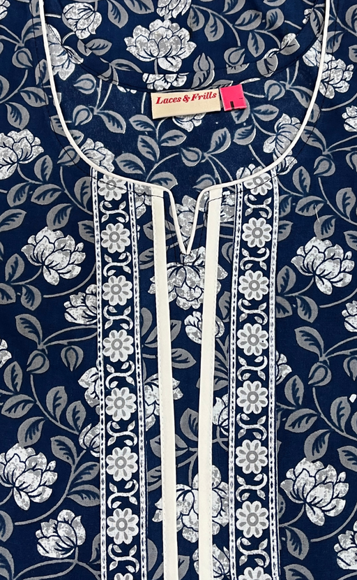 Blue Garden Pure Cotton Nighty. Pure Durable Cotton | Laces and Frills