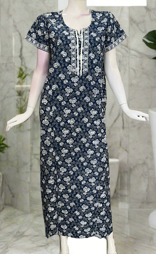 Blue Garden Pure Cotton Nighty. Pure Durable Cotton | Laces and Frills