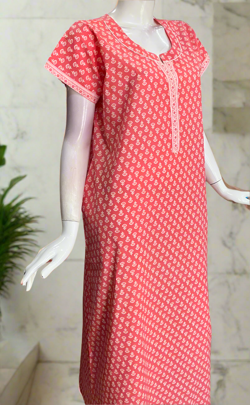 Candy Pink Tiny Flora Pure Cotton Nighty. Pure Durable Cotton | Laces and Frills