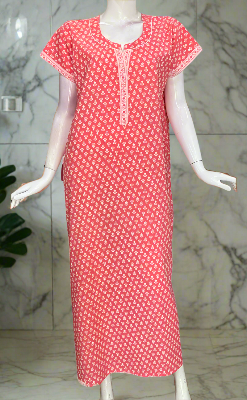 Candy Pink Tiny Flora Pure Cotton Nighty. Pure Durable Cotton | Laces and Frills