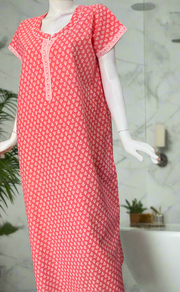 Candy Pink Tiny Flora Pure Cotton Nighty. Pure Durable Cotton | Laces and Frills