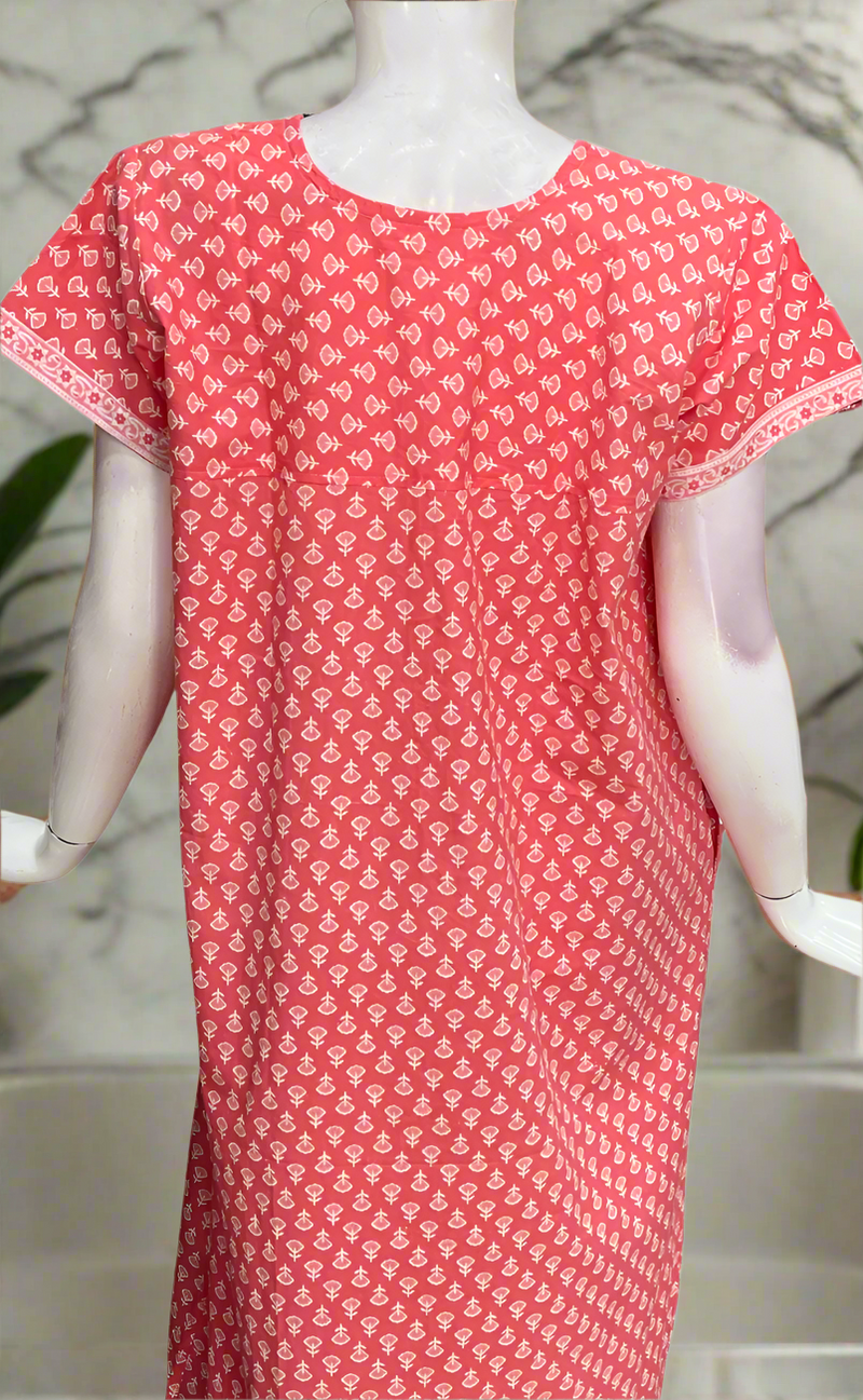 Candy Pink Tiny Flora Pure Cotton Nighty. Pure Durable Cotton | Laces and Frills