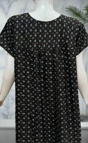 Black Tiny Floral Spun  Nighty. Flowy Spun Fabric | Laces and Frills