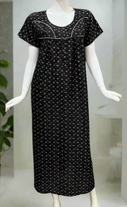 Black Tiny Floral Spun  Nighty. Flowy Spun Fabric | Laces and Frills