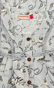 Ash Grey Leafy Spun  Nighty. Flowy Spun Fabric | Laces and Frills