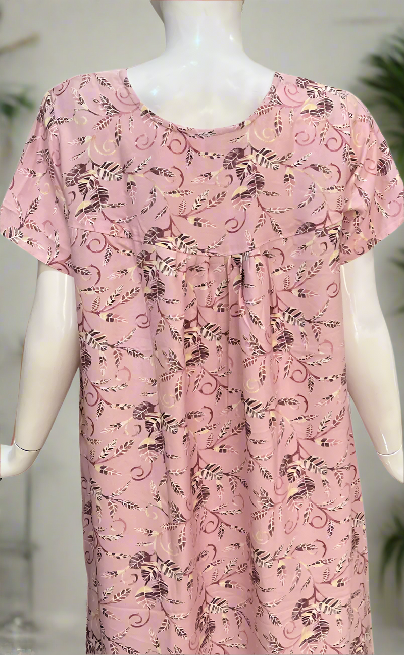 Pink Leafy Spun  Nighty. Flowy Spun Fabric | Laces and Frills