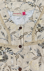 Cream Leafy Spun  Nighty. Flowy Spun Fabric | Laces and Frills