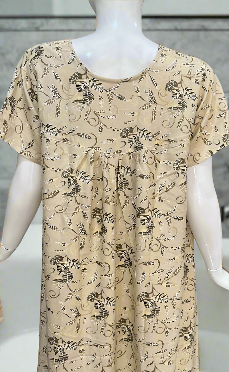 Cream Leafy Spun  Nighty. Flowy Spun Fabric | Laces and Frills