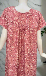 Pink Leafy Spun  Nighty. Flowy Spun Fabric | Laces and Frills