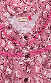 Pink Leafy Spun  Nighty. Flowy Spun Fabric | Laces and Frills