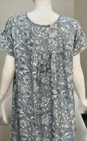 Blue Leafy Spun  Nighty. Flowy Spun Fabric | Laces and Frills