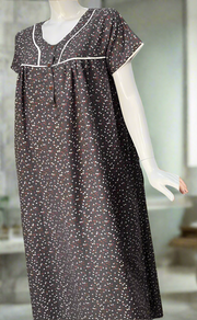 Grey Flora Spun  Nighty. Flowy Spun Fabric | Laces and Frills