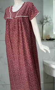 English Pink Flora Spun  Nighty. Flowy Spun Fabric | Laces and Frills