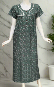 Sea Green Flora Spun  Nighty. Flowy Spun Fabric | Laces and Frills