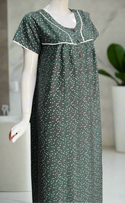 Sea Green Flora Spun  Nighty. Flowy Spun Fabric | Laces and Frills