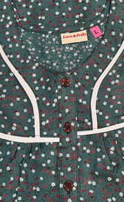 Sea Green Flora Spun  Nighty. Flowy Spun Fabric | Laces and Frills