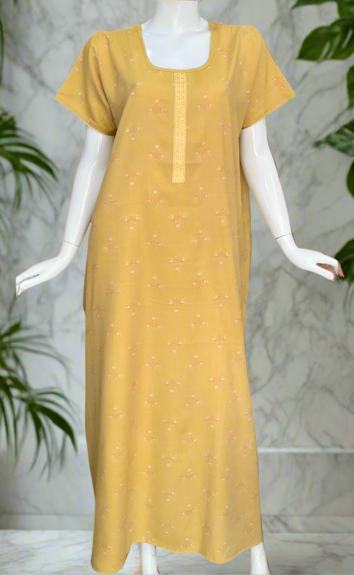 Yellow Floral Spun Nighty. Flowy Spun Fabric | Laces and Frills