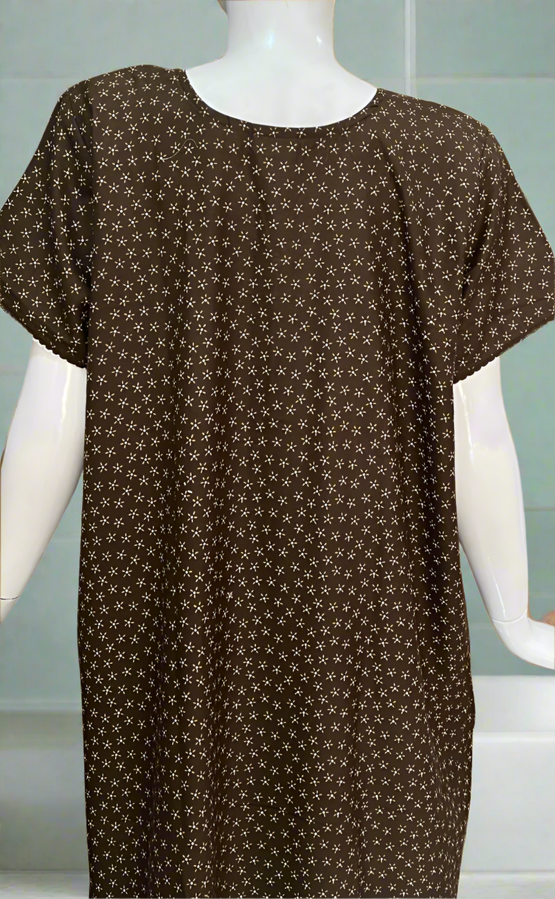 Brown Floral Spun Nighty. Flowy Spun Fabric | Laces and Frills