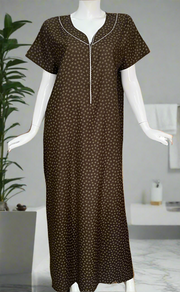 Brown Floral Spun Nighty. Flowy Spun Fabric | Laces and Frills