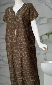 Brown Floral Spun Nighty. Flowy Spun Fabric | Laces and Frills