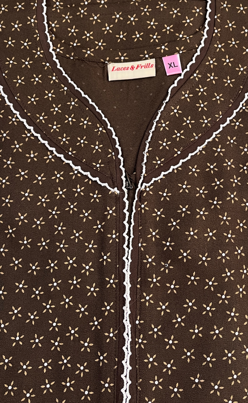 Brown Floral Spun Nighty. Flowy Spun Fabric | Laces and Frills