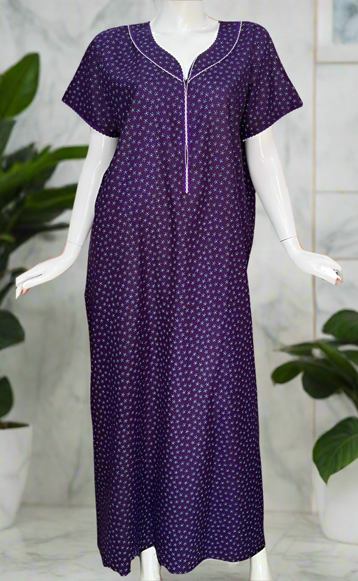 Violet Floral Spun Nighty. Flowy Spun Fabric | Laces and Frills