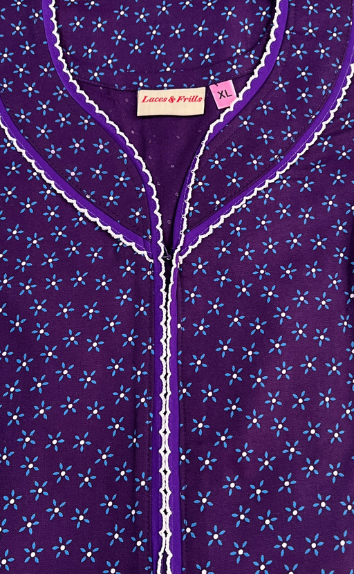 Violet Floral Spun Nighty. Flowy Spun Fabric | Laces and Frills