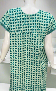 Sea Green Dots Pure Cotton Nighty. Pure Durable Cotton | Laces and Frills