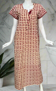 Maroon Dots Pure Cotton Nighty. Pure Durable Cotton | Laces and Frills