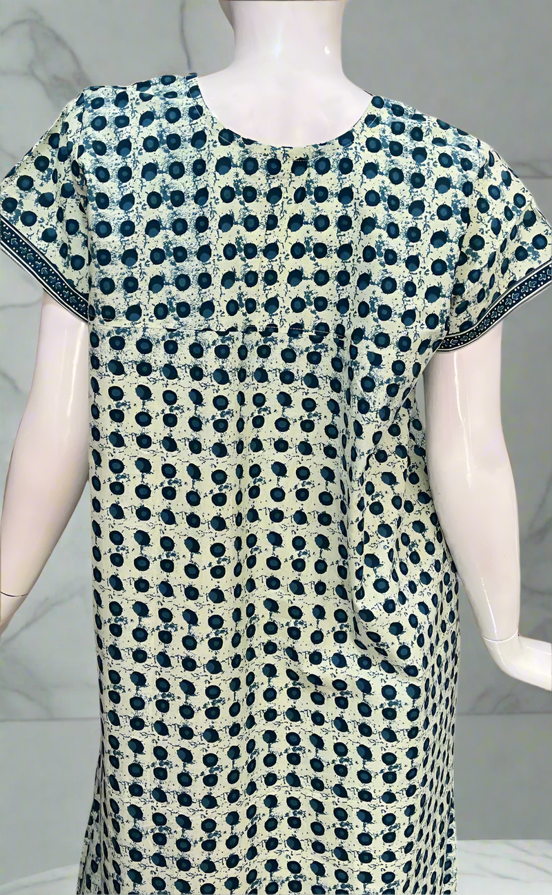 Blue Dots Pure Cotton Nighty. Pure Durable Cotton | Laces and Frills