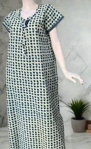 Blue Dots Pure Cotton Nighty. Pure Durable Cotton | Laces and Frills