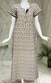 Brown Dots Pure Cotton Nighty. Pure Durable Cotton | Laces and Frills
