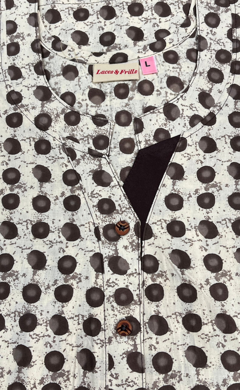 Brown Dots Pure Cotton Nighty. Pure Durable Cotton | Laces and Frills