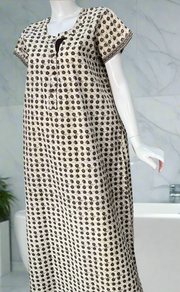 Brown Dots Pure Cotton Nighty. Pure Durable Cotton | Laces and Frills