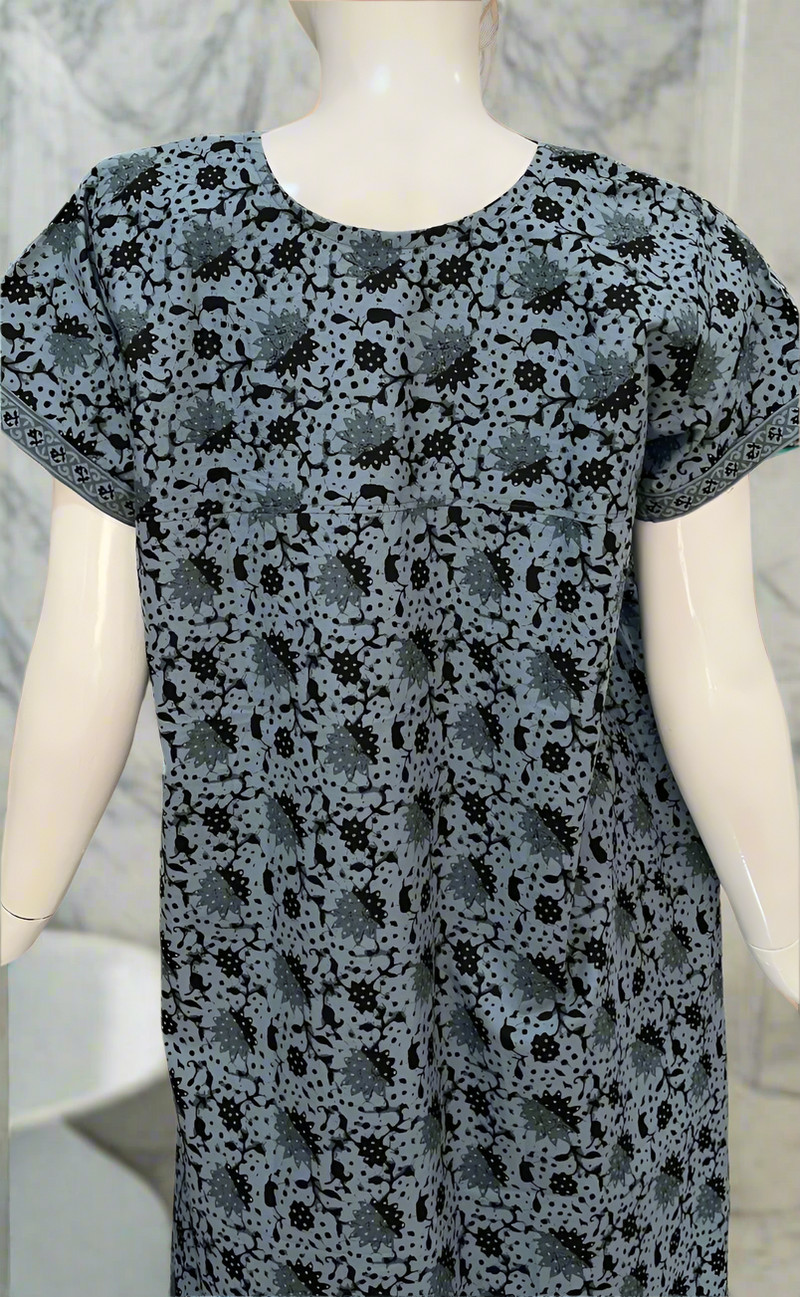 Grey Flora Pure Cotton Nighty. Pure Durable Cotton | Laces and Frills