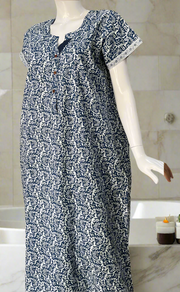 Blue Garden Pure Cotton Nighty. Pure Durable Cotton | Laces and Frills