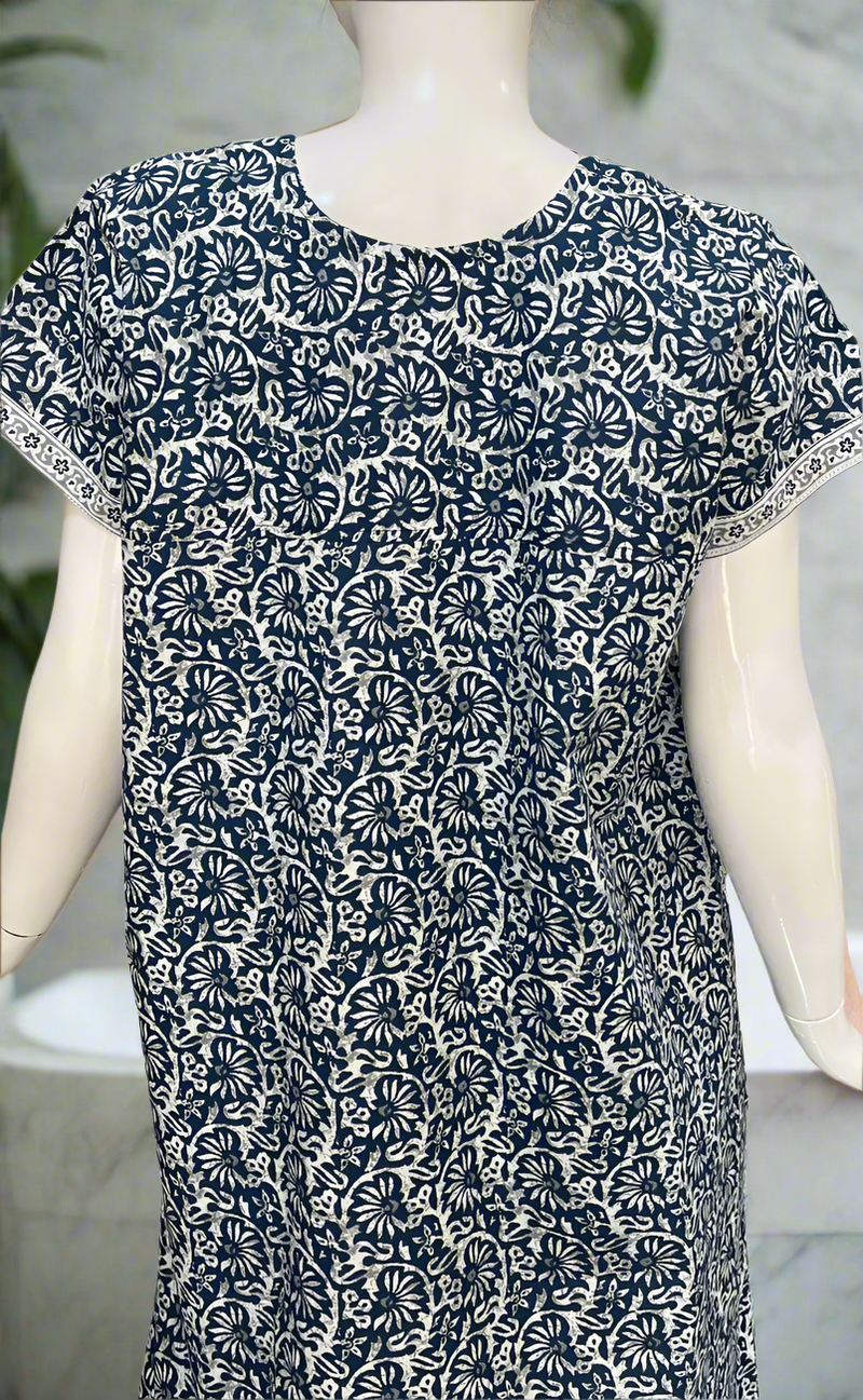 Blue Garden Pure Cotton Nighty. Pure Durable Cotton | Laces and Frills