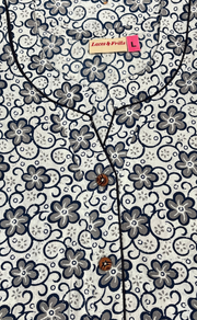 White/Blue Garden Pure Cotton Nighty. Pure Durable Cotton | Laces and Frills