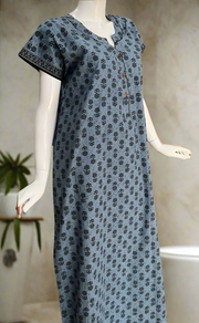 Grey Flora Pure Cotton Nighty. Pure Durable Cotton | Laces and Frills
