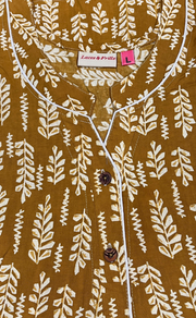 Mustard Leafy Pure Cotton Nighty. Pure Durable Cotton | Laces and Frills