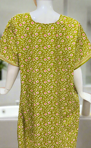 Lime Green Jaipura Pure Cotton Nighty. Pure Durable Cotton | Laces and Frills