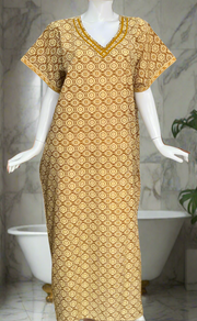 Yellow Jaipura Pure Cotton Nighty. Pure Durable Cotton | Laces and Frills