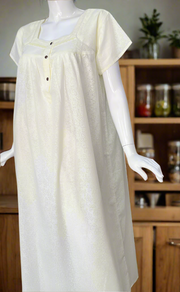 Light Yellow Boutique Cotton Nighty. Cotton Fabric | Laces and Frills