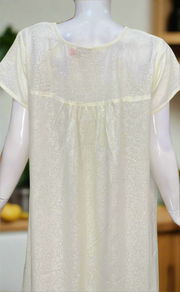 Light Yellow Boutique Cotton Nighty. Cotton Fabric | Laces and Frills