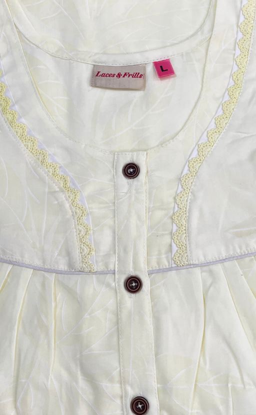 Light Yellow Boutique Cotton Nighty. Cotton Fabric | Laces and Frills