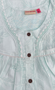 Sea Green Boutique Cotton Nighty. Cotton Fabric | Laces and Frills