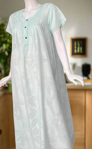 Sea Green Boutique Cotton Nighty. Cotton Fabric | Laces and Frills