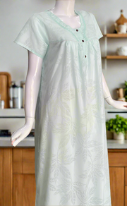 Sea Green Boutique Cotton Nighty. Cotton Fabric | Laces and Frills