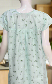 Sea Green Boutique Cotton Nighty. Cotton Fabric | Laces and Frills