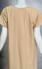 Cream/Blue Embroidery Soft Cotton Nighty. Soft Breathable Fabric | Laces and Frills